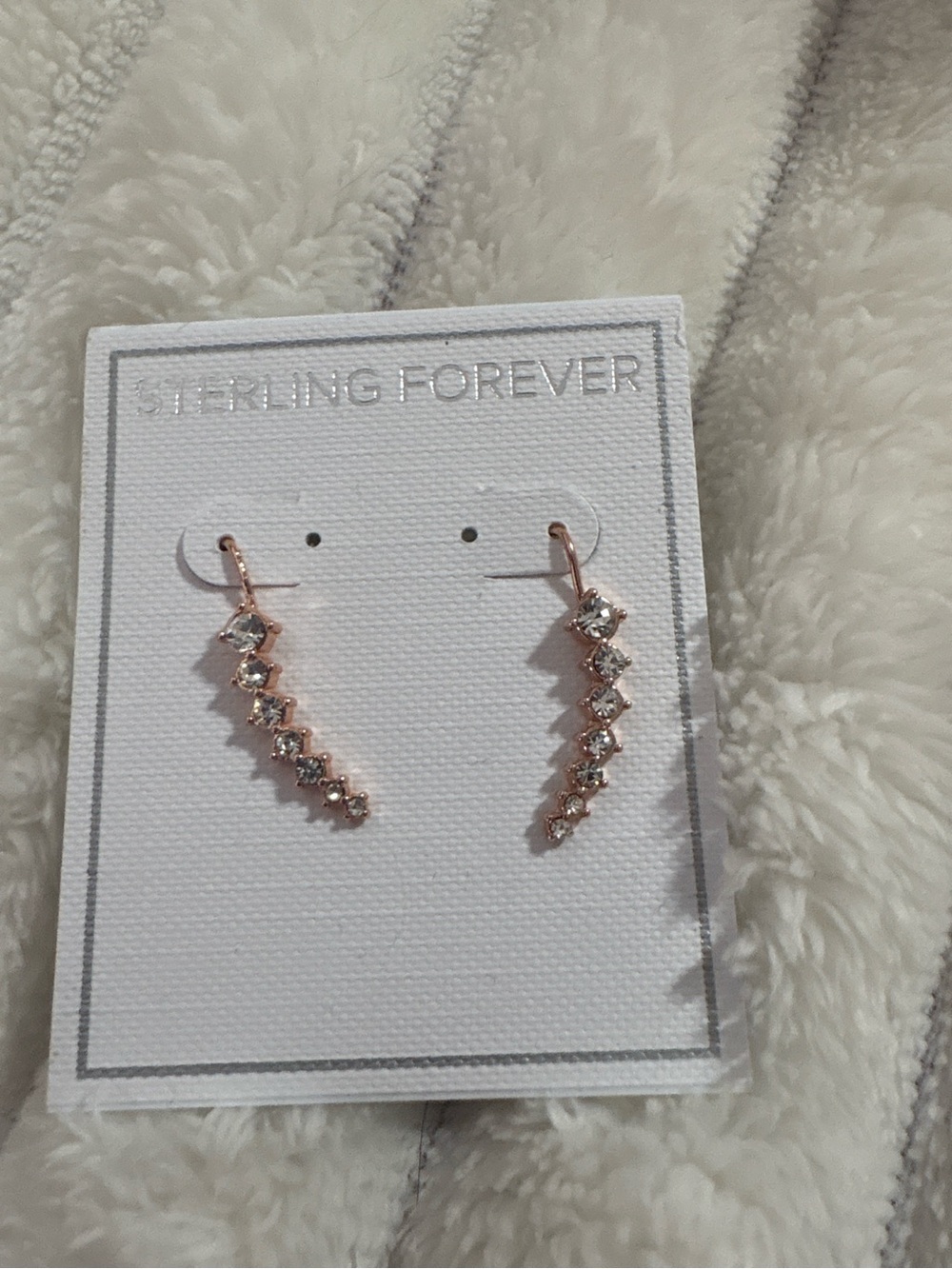 Sterling Forever Rose Gold CZ Climber Earrings NWT Sparkle Ear Crawlers